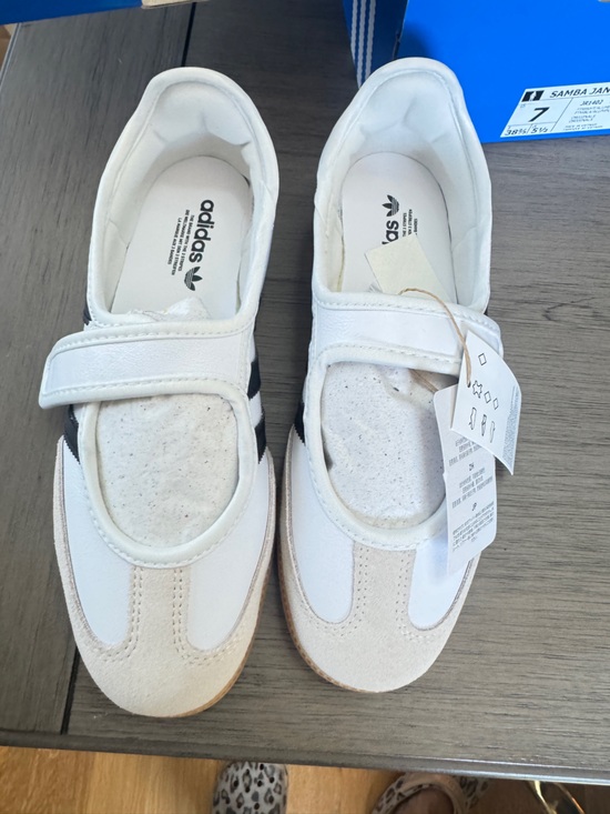 adidas Shoes - adidas Women’s Samba Jane Wide White with Black Stripes and Gum Sole. Size 7.